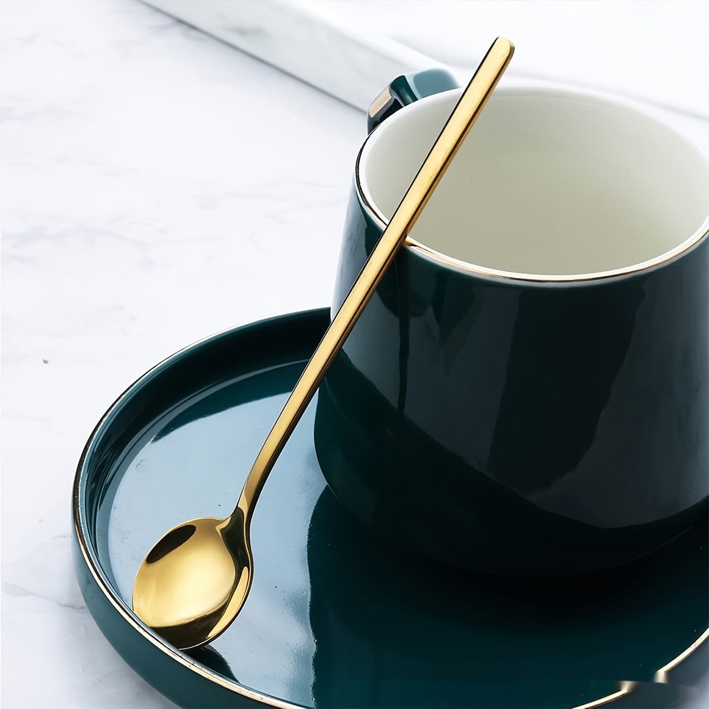 Set of 12 x Stainless Steel Round Long Handle Stirring Coffee Spoon