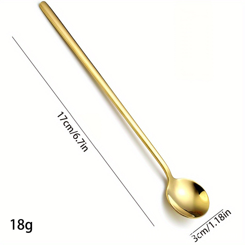 Set of 12 x Stainless Steel Round Long Handle Stirring Coffee Spoon