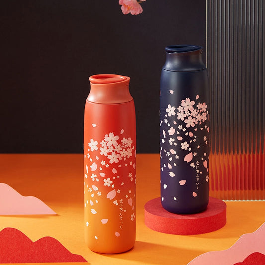 Japanese Style Sakura Thermos Bottle Portable Travel Coffee Mug