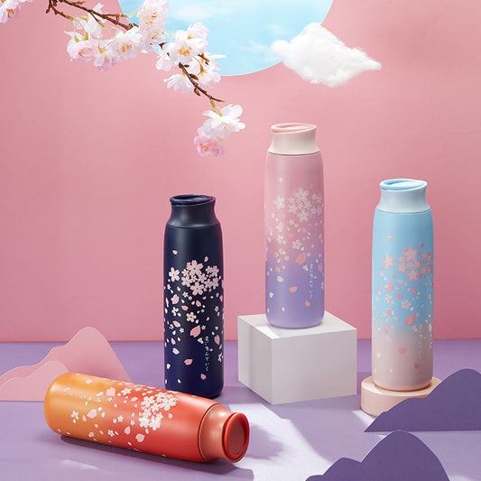 Japanese Style Sakura Thermos Bottle Portable Travel Coffee Mug