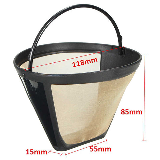 1PC Permanent Reusable #4 Cone Shape Coffee Filter Mesh Basket Stainless